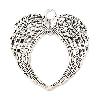 Alloy Pendant, Wings, Antique Silver, 72.5x68x4mm, Hole: 6mm & 2.5mm, 40pcs/1000g