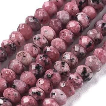 Dyed Natural Malaysia Jade Rondelle Beads Strands, Faceted, Pale Violet Red, 4x2~3mm, Hole: 1mm, about 115pcs/strand, 14 inch