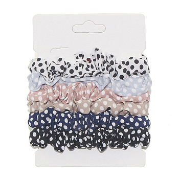 Polka Dot Pattern Cloth Elastic Hair Accessories, for Girls or Women, Scrunchie/Scrunchy Hair Ties, Mixed Color, 120mm, 6pcs/set