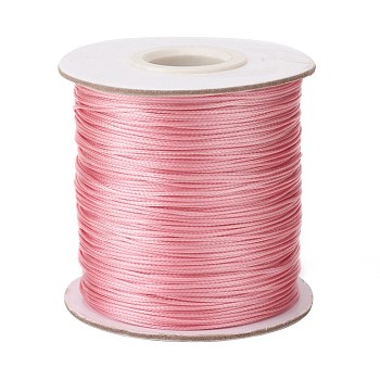 Waxed Polyester Cord, Bead Cord, Pink, 0.5mm, about 169.51~174.98 Yards(155~160m)/Roll