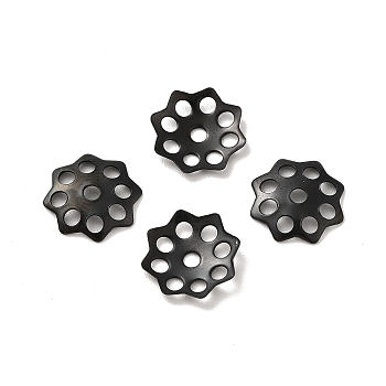 304 Stainless Steel Bead Caps, Flower, Multi-Petal, Electrophoresis Black, 10.5x10x1.5mm, Hole: 1mm