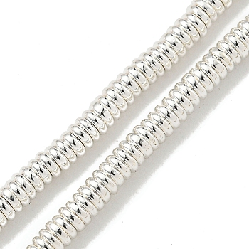 Electroplated Synthetic Non-Magnetic Hematite Beads Strands, Rondelle, Silver Plated, 2x1mm, Hole: 0.9mm, about 392pcs/strand, 15.79''(40.1cm)