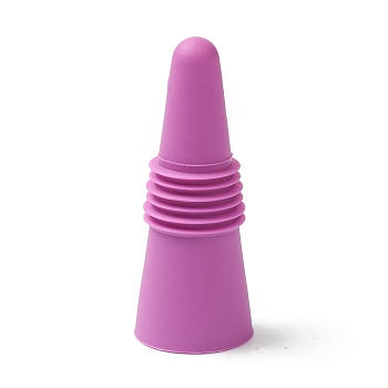 Silicone Wine Bottle Stoppers, with Stainless Steel Findings inside, Cone, Violet, 64x25mm