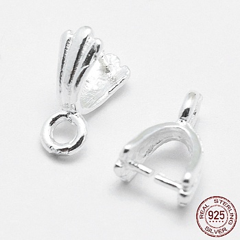 925 Sterling Silver Pendant Bails, Ice Pick & Pinch Bails, Silver, 3x3mm Inner Diameter, 8x5x3mm, Hole: 1.5mm, Pin: 0.6mm