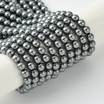 Natural Terahertz Stone Beads Strands, Round, 4mm, Hole: 0.8mm, about 92pcs/strand, 15.24''(38.7cm)