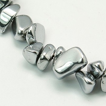 Non-Magnetic Synthetic Hematite Beads Strands, Chips, Silver Plated, 6~11x5~8mm, Hole: 2~6mm