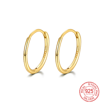 925 Sterling Silver Huggie Hoop Earrings, with S925 Stamp, Real 18K Gold Plated, 11mm