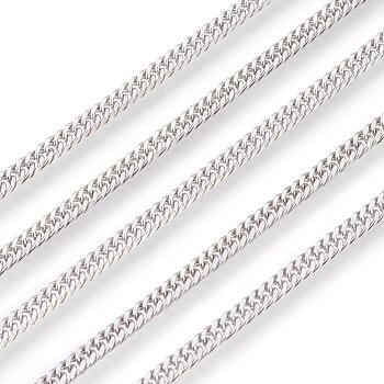 Tarnish Resistant 201 Stainless Steel Curb Chains, Unwelded, Stainless Steel Color, 2.5mm