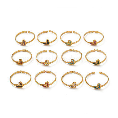 Mixed Color Stainless Steel+Rhinestone Finger Rings