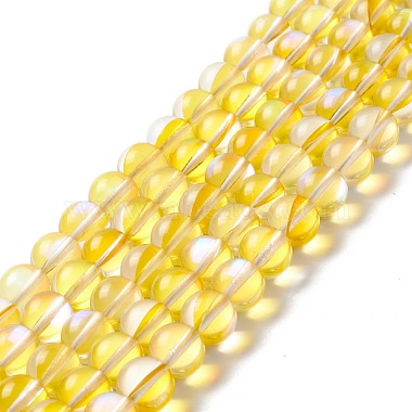 Yellow Round Moonstone Beads