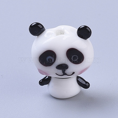 18mm White Panda Lampwork Beads