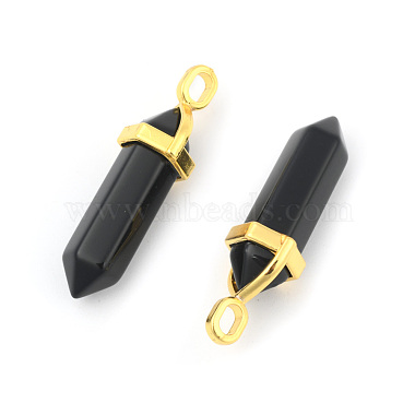 Natural Black Obsidian Bullet Double Terminated Pointed Pendants(X-G-G902-B25)-4