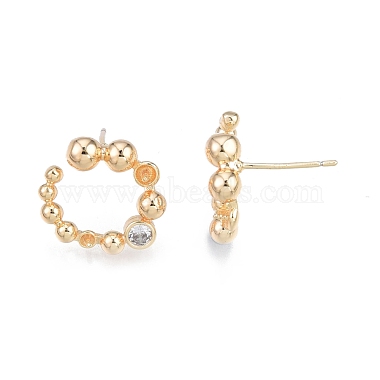 Brass Micro Pave Clear Cubic Zirconia Stud Earring Findings(KK-T062-247G)-4