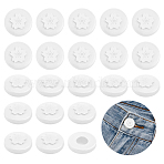 Silicone Button Covers for Jeans, Round with Sakura, White, 19x6mm, Inner Diameter: 8mm(FIND-WH0148-821B)