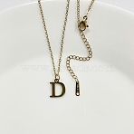 304 Stainless Steel Letter Pendant Necklaces, Lead Free & Nickel Free & Cadmium Free, Letter D, 17.52 inch(44.5cm)~17.72 inch(45cm), Letter: 12.5x10.5mm(NJEW-WH0027-26D-G)