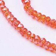 Faceted Rondelle Electroplate AB Color Plated Glass Beads Strands, Orange Red, 2.5x2mm, Hole: 0.8mm, about 168~170pcs/strand, 16.9 inch(X-EGLA-F003-C20)