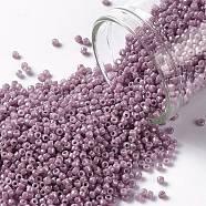 TOHO Round Seed Beads, Japanese Seed Beads, (127) Opaque Luster Pale Mauve, 15/0, 1.5mm, Hole: 0.7mm, about 15000pcs/50g(SEED-XTR15-0127)