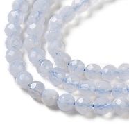 Natural Blue Lace Agate Beads Strands, Faceted, Round, Grade A, 2.5~3mm, Hole: 1mm, about 113pcs/strand, 15.35 inch(39cm)(G-E411-12-3mm-01)