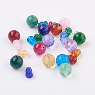 3-Hole Lampwork Guru Beads, T-Drilled Beads, Buddha Beads, Mixed Color, 26mm; Cone: about 12x8~8.5mm; Round: 14mm, Hole: 2mm(LAMP-K032-C)