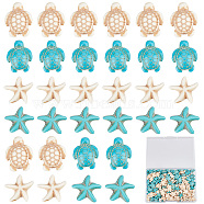 200Pcs 4 Styles Synthetic Howlite & Turquoise & Magnesite Beads, Tortoise & Starfish, 15.5~18x13.5~14x5.5~8mm, Hole: 1mm(G-SC0002-44)
