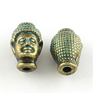 Buddha Zinc Alloy Beads, Cadmium Free & Lead Free, Antique Bronze & Green Patina, 13x9x8mm, Hole: 2mm(PALLOY-R065-195-LF)