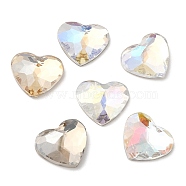 K5 Glass Rhinestone Cabochons, Flat Back & Back Plated, Faceted, Heart, Mixed Color, 12x14x4.5mm(RGLA-N002-15A)