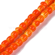 Handmade Lampwork Beads Strands, Rarrel, Tomato, 6x6mm, Hole: 1mm, about 63pcs/strand, 15.16''(38.5cm)(LAMP-K041-01A-22)