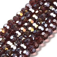 Transparent Glass Beads, 32 Facets, AB Color Plated, Round, Sienna, 6x5.5mm, Hole: 1.2mm, about 91~93pcs/strand, 19.57''~19.92''(49.7~50.6cm)(EGLA-A035-T6mm-B13)