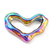 304 Stainless Steel Linking Rings, Irregular Heart, Hammered, Rainbow Color, 14x20x4mm, Inner Diameter: 6.5x14mm(STAS-I202-25RC)