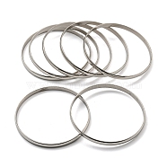 7Pcs Vacuum Plating 202 Stainless Steel Plain Flat Ring Bangle Sets, Stackable Bangles for Women, Stainless Steel Color, Inner Diameter: 2-7/8 inch(7.45cm), 5.5mm(BJEW-M317-14A-P)
