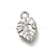 Alloy Pendants, Platinum Charms, Leaf, 14x9x2.5mm, Hole: 1.8mm(FIND-U023-01P-01)