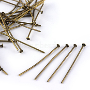 Iron Flat Head Pins, Cadmium Free & Nickel Free & Lead Free, Antique Bronze, 55x0.75~0.8mm, 20 Gauge, about 3600pcs/1000g, Head: 2mm(IFIN-R217-0.7x55-AB-NF)
