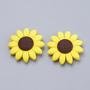 Food Grade Eco-Friendly Silicone Focal Beads, Chewing Beads For Teethers, DIY Nursing Necklaces Making, Sunflower, Gold, 40x10mm, Hole: 3mm(SIL-Q011-02B)