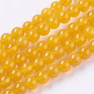 Natural Agate Beads Strands, Dyed, Round, Yellow, 6mm, Hole: 1mm, about 62pcs/strand, 14.8 inch(X-G-G583-6mm-04)