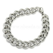 304 Stainless Steel Curb Chain/Twisted Chain Bracelets, with Lobster Claw Clasps, Stainless Steel Color, 9 inch(230mm), 13.5mm(STAS-A028-B140P)