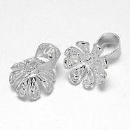 Filigree Flower Rack Plating Brass Cup Pearl Peg Bails Pin Pendants, For Half Drilled Beads, Silver, 10x8mm, Hole: 5x3mm, Pin: 1mm(KK-E738-17S)