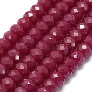 Lab Grown Red Corundum Beads Strands, Faceted, Rondelle, 6x4mm, Hole: 0.8mm, about 95~97pcs/strand, 15.16~15.28 inch(38.5~38.8cm)(G-G106-A45-03-1)