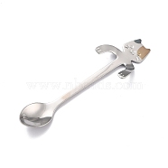 304 Stainless Steel Hanging Spoon, Cat Shape, Platinum & Golden, 116x32x8.5mm(AJEW-P093-01F)