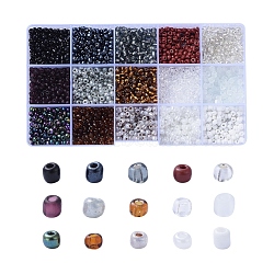 Glass Seed Beads, Silver Lined & Transparent & Trans. Colours Lustered & Trans. Colors Rainbow & Frosted Colors & Opaque Colours Seed & Baking Paint & Ceylon, Round, Mixed Color, 6/0, 4mm, Hole: 1.5mm, 180g/box(SEED-JQ0001-01B-4mm)