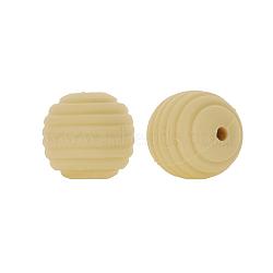 Thread Honeycomb Silicone Beads, Pale Goldenrod, 14~14.5x14mm, Hole: 2mm(SI-JX0024A-45)
