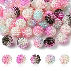 50Pcs 5 Colors Imitation Pearl Acrylic Beads, Berry Beads, Combined Beads, Round, Hot Pink, 12mm, Hole: 1mm, 10pcs/color(OACR-FS0001-62A)