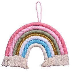 Rainbow Wall Decoration, Woven Wall Hanging, for Nursery and Home Decoration, Colorful, 17x25x1.4cm(HJEW-GF0001-02)