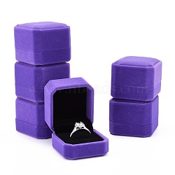 Velvet Ring Boxes, Rectangle, Lilac, 5.5x5x4.5cm(VBOX-Q055-08A)