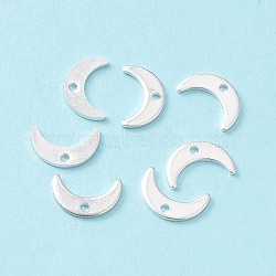 304 Stainless Steel Charms, Moon, Silver, 7x11x1mm, Hole: 1mm(STAS-L234-073S)