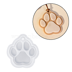 Christmas Theme DIY Silicone Pendant Molds, Resin Casting Molds, White, Paw Print, 73x70x6mm, Hole: 5mm(SIMO-G007-01C)