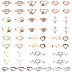 Elite 48Pcs 12 Style Alloy & ABS Plastic connector Charms, with Rhinestone & ABS Plastic Imitation Pearl & Enamel, Heart, Mixed Color, 12~47x11.5~25x1~10mm, Hole: 1.2~2.5mm, 4pcs/style(FIND-PH0005-32)