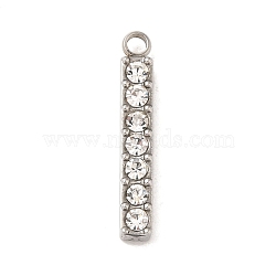 304 Stainless Steel Rhinestone Pendants, Rectangle, Stainless Steel Color, 18x3x2.5mm, Hole: 1.5mm(STAS-S131-10P)