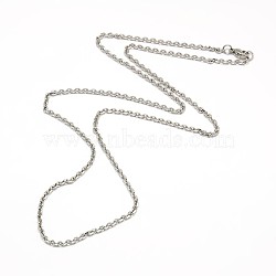 Fashionable 304 Stainless Steel Cable Chain Necklace Making, with Lobster Claw Clasps, Faceted, Stainless Steel Color, 23 inch~24 inch(58.4~61cm)x3mm(STAS-A028-N081P)