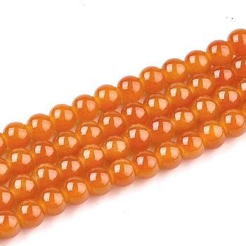 Baking Painted Imitation Jade Glass Round Bead Strands, Chocolate, 8.5~9mm, Hole: 1.5mm, about 100~105pcs/strand, 31.8 inch
