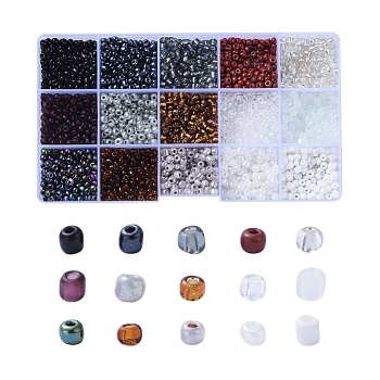 Glass Seed Beads, Silver Lined & Transparent & Trans. Colours Lustered & Trans. Colors Rainbow & Frosted Colors & Opaque Colours Seed & Baking Paint & Ceylon, Round, Mixed Color, 6/0, 4mm, Hole: 1.5mm, 180g/box